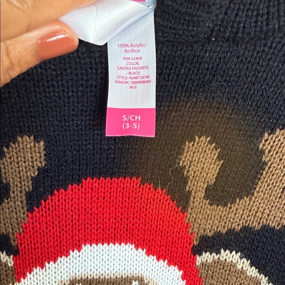 No Boundaries Black Reindeer Holiday Sweater - Picture 3 of 11